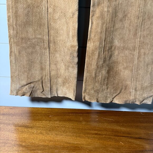 Maxima Wilsons Leather Suede Pants Wide Leg Bottom Camel/Carmel Color Sz 6 - Picture 7 of 12